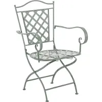 CLP Chaise De Jardin Avec Accoudoirs En Métal Vert Antique