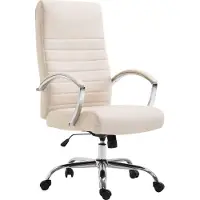 CLP Chaise de bureau réglable pivotant en pvc et synthetique Crème