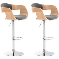 CLP Lot de 2 tabourets de bar Kingston en tissu, pivotants et réglables en hauteur, couleur naturel/gris clair