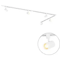 QAZQA Système d'éclairage sur rail intelligent blanc 1 phase 5 lumières avec Wifi GU10 - Iconic Jeana