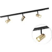 QAZQA Système de rails d'éclairage intelligent noir avec or 1 phase 3 lumières avec WiFi GU10 - Iconic Jeana