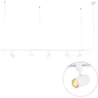 QAZQA Système de rail suspendu intelligent blanc monophasé avec 5 Wifi GU10 - Iconic Jeana