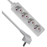 Perel 4-Way Socket-Outlet - 1.5 M Cable - White - French Socket
