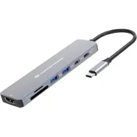 Conceptronic DONN28G : Adaptateur USB-C vers HDMI/USB-C/2xUSB-A, , gris, longueur 25 cm