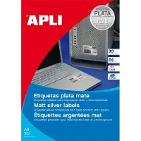 APLI Étiquettes de plaque signalétique, 210 x 297 mm, argentées