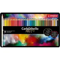 Stabilo Crayon de couleur CarbOthello - boîte métal de 36 crayons de couleur fusain pastel aquarella