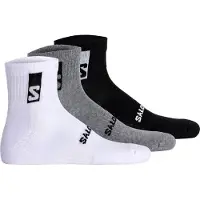 Salomon - Pack de 3 paires de chaussettes - Socks Everyday Ankle 3-Pack Black White Med Grey Melange en Coton - Taille XL - Noir