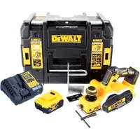DeWalt DCP 580 P1 18 V Rabot sans fil 82 mm avec boîtier TSTAK VI + 1x Batterie DCB 184 5,0 Ah + 1x Chargeur DCB 115