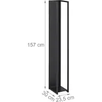 Relaxdays Étagère à bois de chauffage en métal, étagère haute pour bois de chauffage, bois empilé, dimensions : 157 x 23,5 x 30 cm, noir