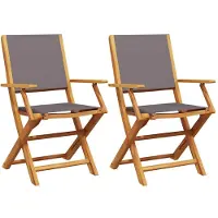 vidaXL Chaises de jardin 2 pcs. Anthracite Bois massif Acacia & Tissu