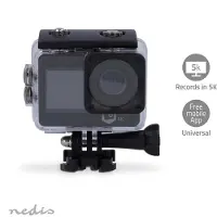 Nedis Action Cam - double écran - 5K@30fps - 16 MPixel - étanche à : 30.0 m - 80 min - Wi-Fi - App disponible pour : Android / IOS - Support inclus - Noir