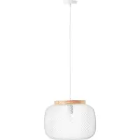 Brilliant Suspension Giada, E27, diam. 39 cm, metal blanc et bois,