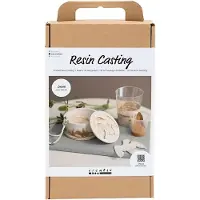 Creativ Company Kit de moulage en résine, boîte avec couvercle, beige-crème, kit de moulage pour boîte de rangement DIY