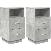 vidaXL Tables de chevet 2 pcs avec 2 tiroirs gris béton 36x36x68 cm