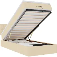 vidaXL Ottoman-lit avec matelas & LEDs Crème 90x190 cm Tissu