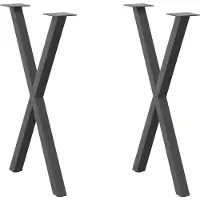 vidaXL Pieds de table de salle à manger en X 2 pcs. Anthracite 57x(72-73) cm Acier