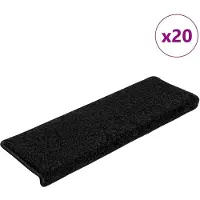 vidaXL Tapis d'escalier 20 pièces 65 x 21 x 4 cm Noir Bord rectangulaire