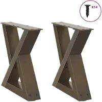 vidaXL Pieds de table basse 2 pcs. Acier naturel 30x(30-31,3) cm Acier