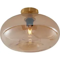 QAZQA Plafonnier Art déco laiton et verre ambré 40 cm - Busa