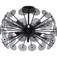 QAZQA Plafonnier Art déco noir avec verre fumé - Atomic