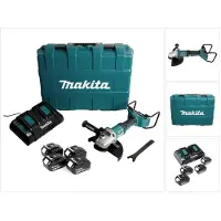 Makita Meuleuse d'angle sans fil DGA 900 G4KX2 36 V (2x18 V) 230 mm sans balais + 4 batteries 6,0 Ah + double chargeur + Ezynut + mallette