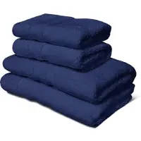 Lovely Home Set De 4 Serviettes Bleu Marine 2 Serviettes 50x100 Cm + 2 Draps De Bain 70x140 Cm