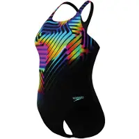 Speedo Digital Printed Medalist Swimsuit Noir UK 36 Femme
