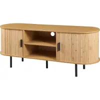 En.casa Armoire TV 'Tvedestrand' avec 2 portes 140 x 40 x 55 cm Bambou naturel