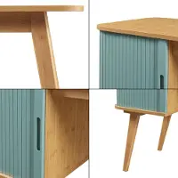 En.casa Bureau 'Tysvær' avec partie armoire et une porte 75 x 105 x 48 cm bambou / bleu