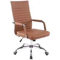 CLP Chaise de bureau réglable pivotante en similicuir Marron clair