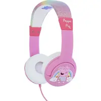 OTL TECHNOLOGIES Écouteurs filaires pour enfants Peppa Pig avec arc-en-ciel et paillettes (rose)