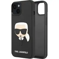 Karl Lagerfeld Coque pour iPhone 14 Plus 3D en caoutchouc noir, motif tête de