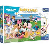 Trefl Puzzle réversible Mickey Mouse : à la fête foraine SUPER MAXI 24 pièces