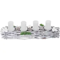 MCW Couronne de l'Avent oblongue bougies bois rouge