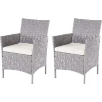 Mendler Fauteuil en poly rotin Halden (lot de 2)