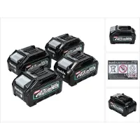 Makita Set de batteries: 4x BL4040 Batteries 4,0 Ah 40V max. - XGT Li-Ion - Classe de protection IP64 - avec Indicateur LED (4x 191B26-6)