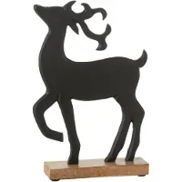 J-Line Renne Sur Socle Alu/Bois Noir Large