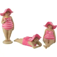 J-Line Baigneuse chapeau polyresine rose assortiment de 3