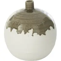 J-Line Vase olea bouteille rond vert olivie/blanc