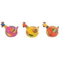 J-Line Poulet Fleurs Résine Mix Petit 3 Assortis