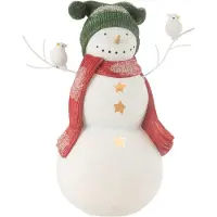 J-Line Bonhomme de neige oiseaux resine rouge/vert large