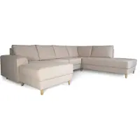 Ebuy24 Nordic canapé en U tourné vers la droite beige clair.