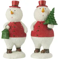 J-Line Bonhomme de neige arbre+lanterne mix large assortiment de 2