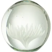 J-Line Presse papier aster rond verre transparent/blanc
