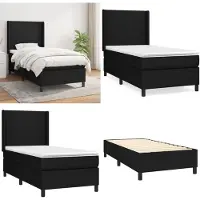 vidaXL Lit boxspring avec matelas noir 90x190 cm Tissu