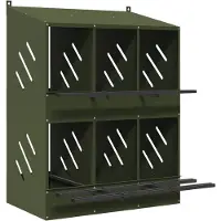 vidaXL Nichoir pour poules avec 6 compartiments Vert olive Métal