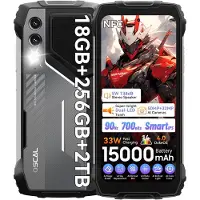 Oscal PILOT 1 Téléphone Portable Incassable Écran 6.67" 16Go+256Go 15000mAh 50MP+32MP Android 14 NFC,GPS - Noir