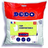 Dodo - Lot De 2 Oreillers - Confortable - 60 X 60 Cm - 100% Polyester Volupt'Air - Blanc