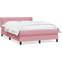 vidaXL Lit boxspring avec matelas rose 160x220 cm velours
