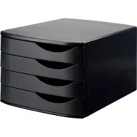 Djois Bloc à tiroirs , 4 tiroirs fermés, DIN A4, plastique recyclé, noir